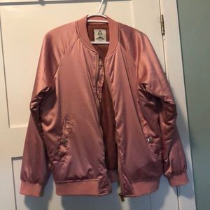 Pink satin-feel bomber jacket
